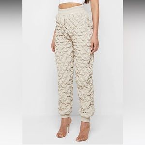 Leather ruched joggers